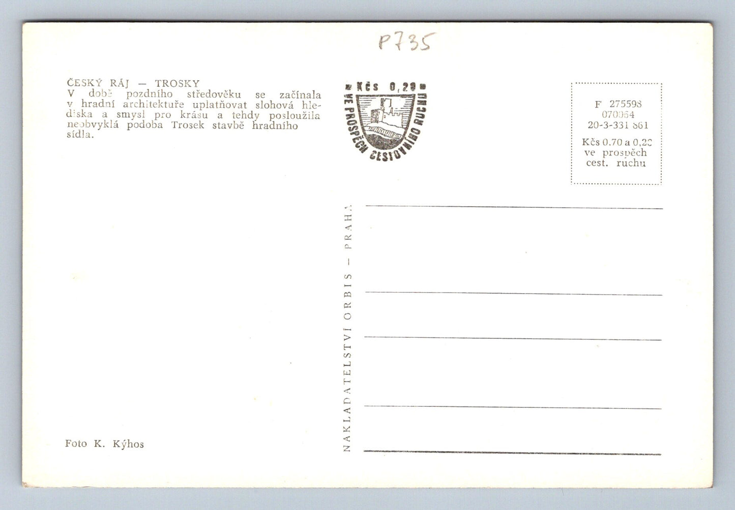 Pohlednice ČESKÝ RÁJ - TROSKY (P735)