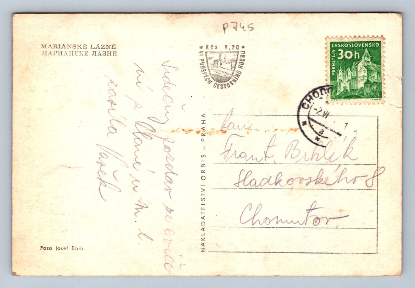 Pohlednice MARIÁNSKÉ LÁZNĚ (P745)