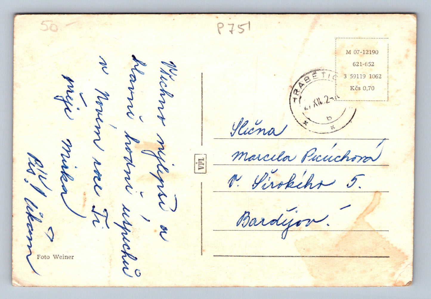 Pohlednice Vianočný pozdrav - foto Weiner (P751)