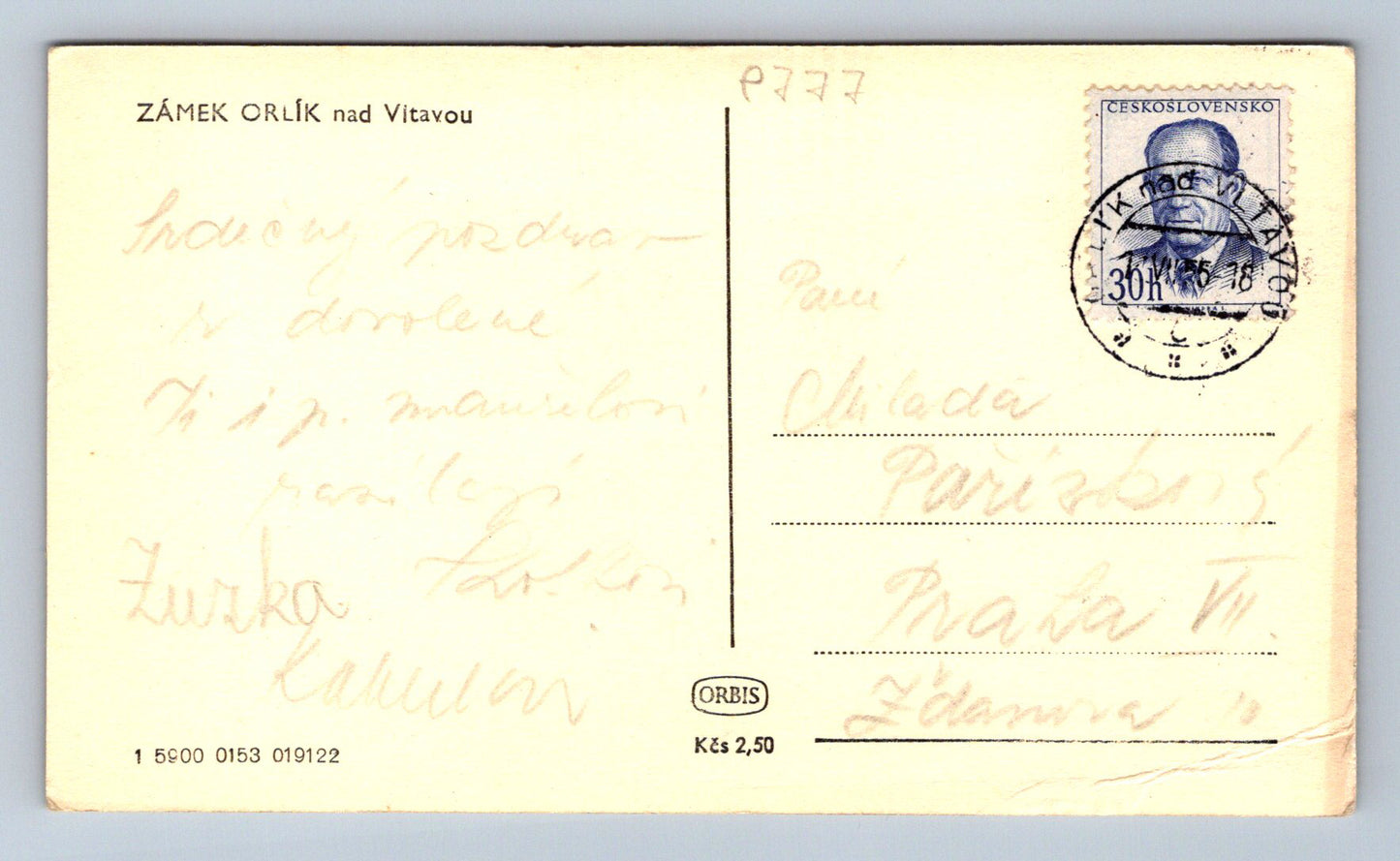 Pohlednice Zámek ORLÍK nad Vltavou (P777)