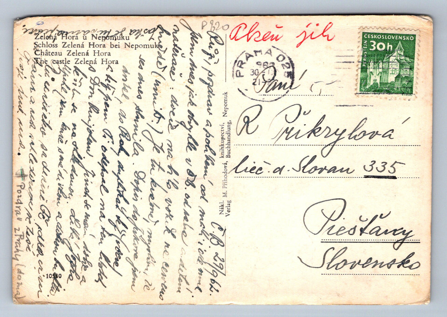Pohlednice Zelená hora u Nepomuku (P820)