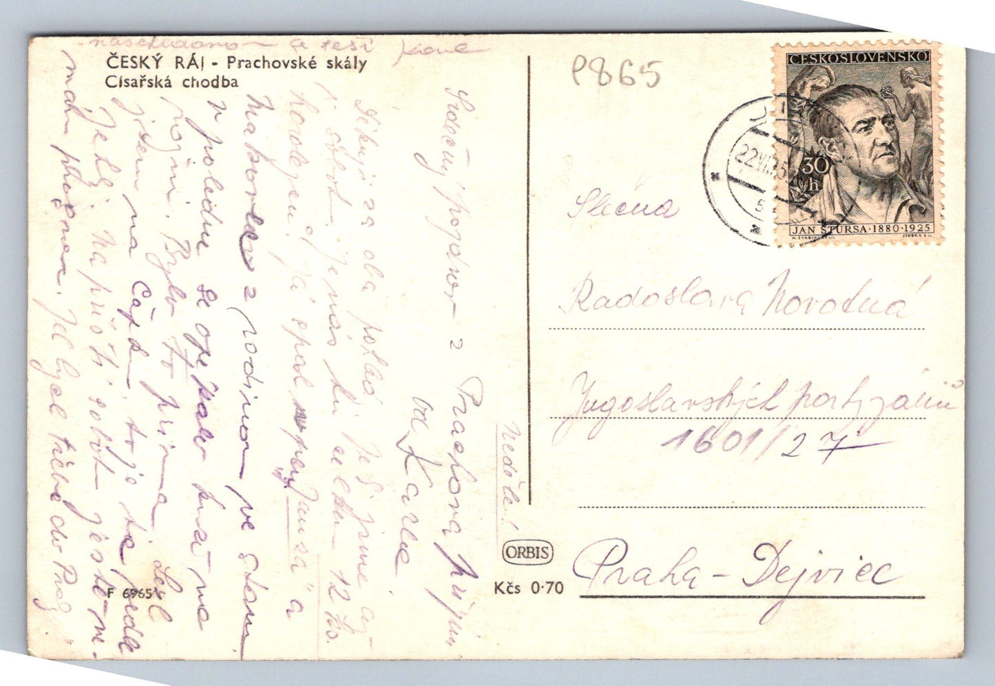 Pohlednice Český ráj - PRACHOVSKÉ SKÁLY - Císařská chodba (P865)