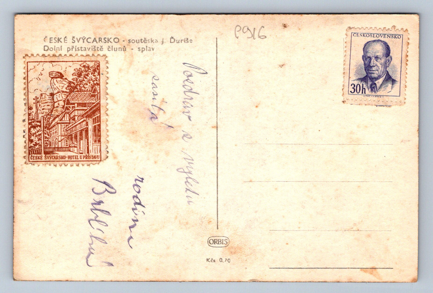 Pohlednice ČESKÉ ŠVÝCARSKO - soutěska J. Duríše (P916)