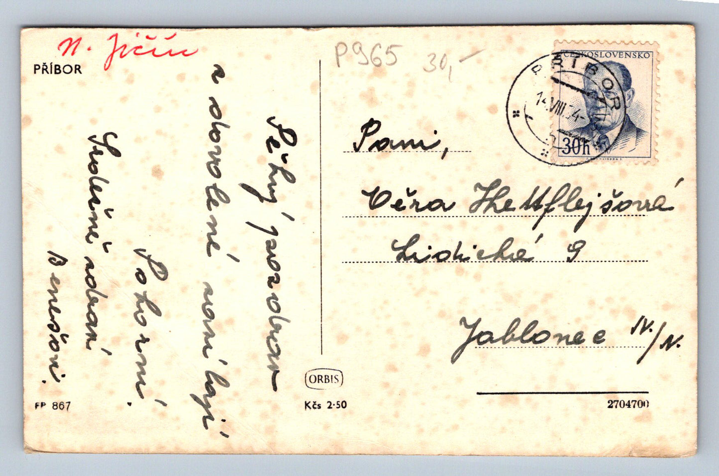 Pohlednice PŘÍBOR (P965)