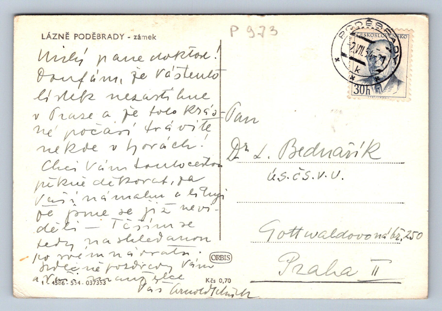 Pohlednice LÁZNĚ PODĚBRADY - zámek (P973)