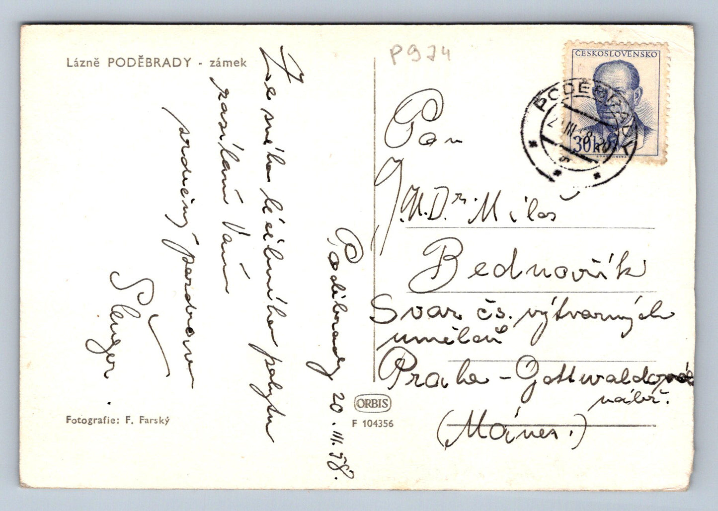 Pohlednice LÁZNĚ PODĚBRADY - zámek (P974)