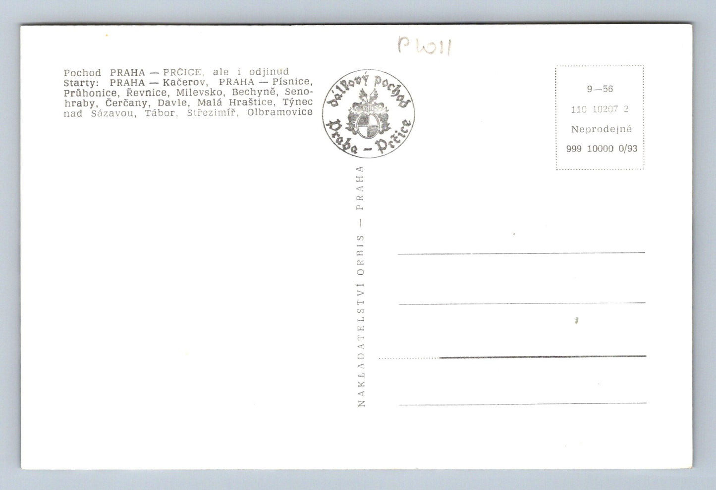Pohlednice Pochod Praha - Prčice ale i odjinud 14.5.1977 (P1011)