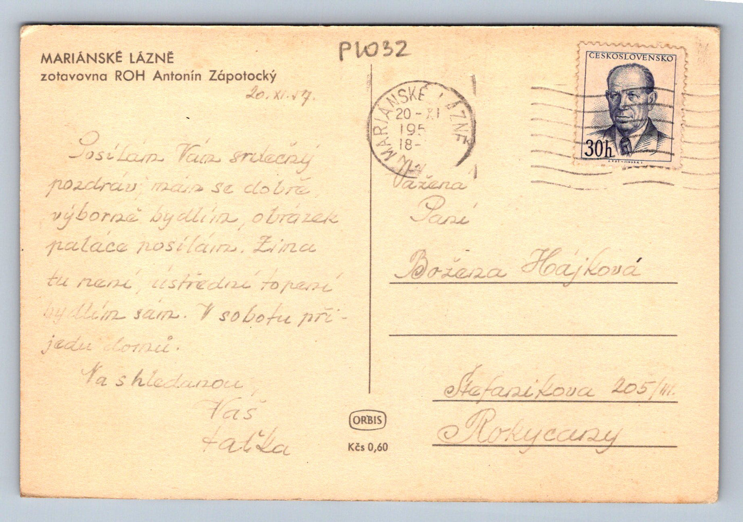 Pohlednice MARIÁNSKÉ LÁZNĚ - zotavovna ROH Antonín Zápotocký (P1032)