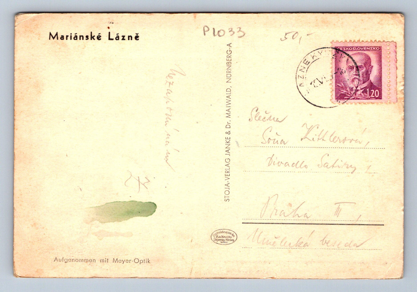 Pohlednice MARIÁNSKÉ LÁZNĚ - Stoja (P1033)