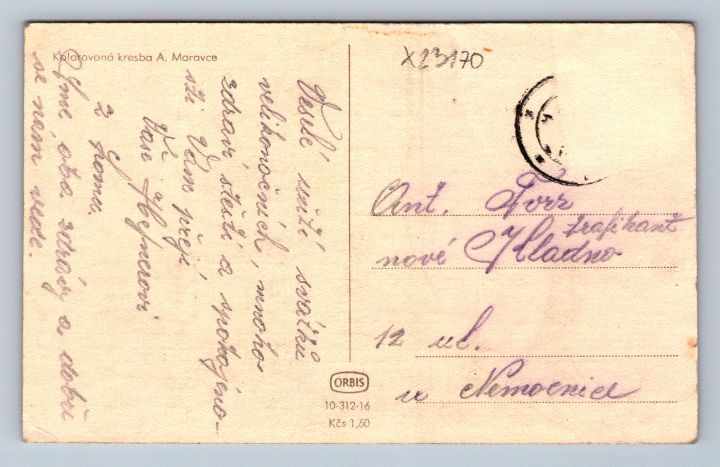 Pohlednice KOLOROVANÁ KRESBA A. MORAVCE RADOSTNÉ VELIKONOCE (X23170)