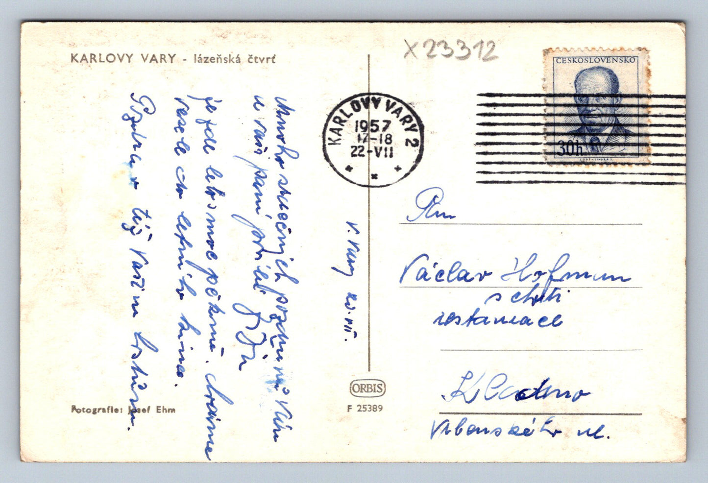 Postcard KARLOVY VARY - SPA QUARTER (X23312)