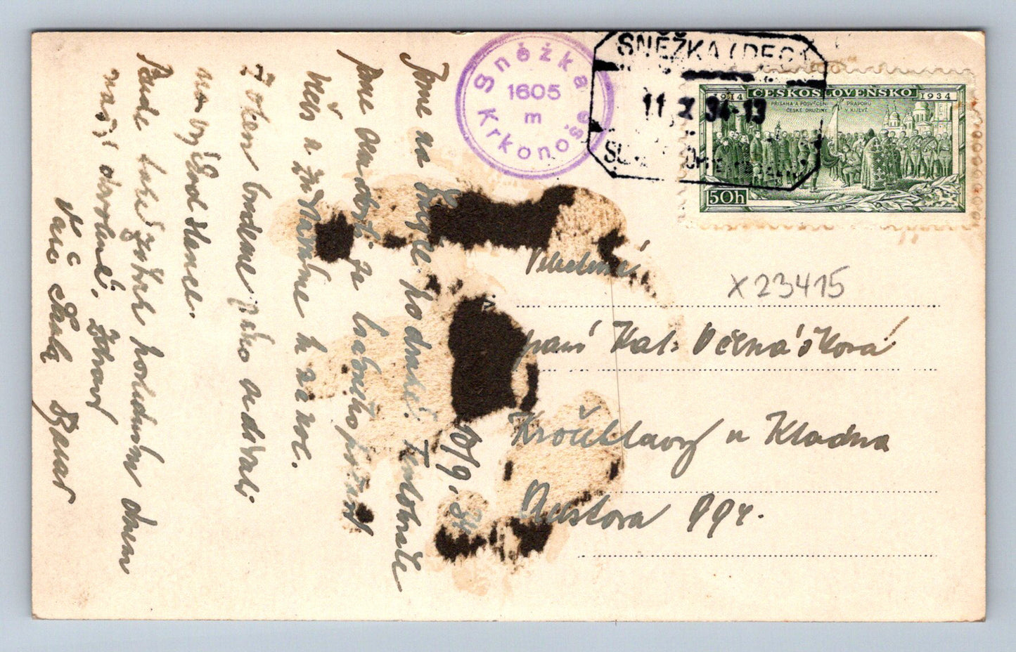 Postcard KRKONOSE - SNOW 1605 M (X23415)