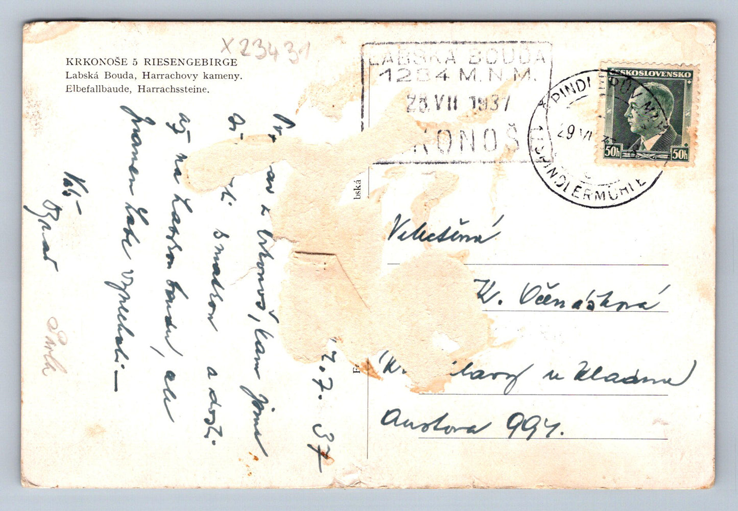 Postcard KRKONOSE - ELBE SHED 1284 MNM (X23431)