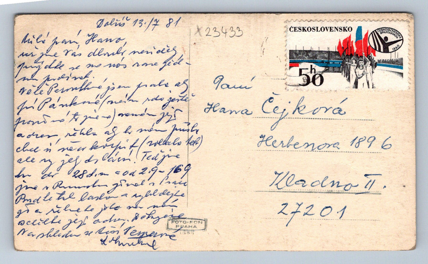 Postcard ŠUMAVA - OTT GAME (X23433)