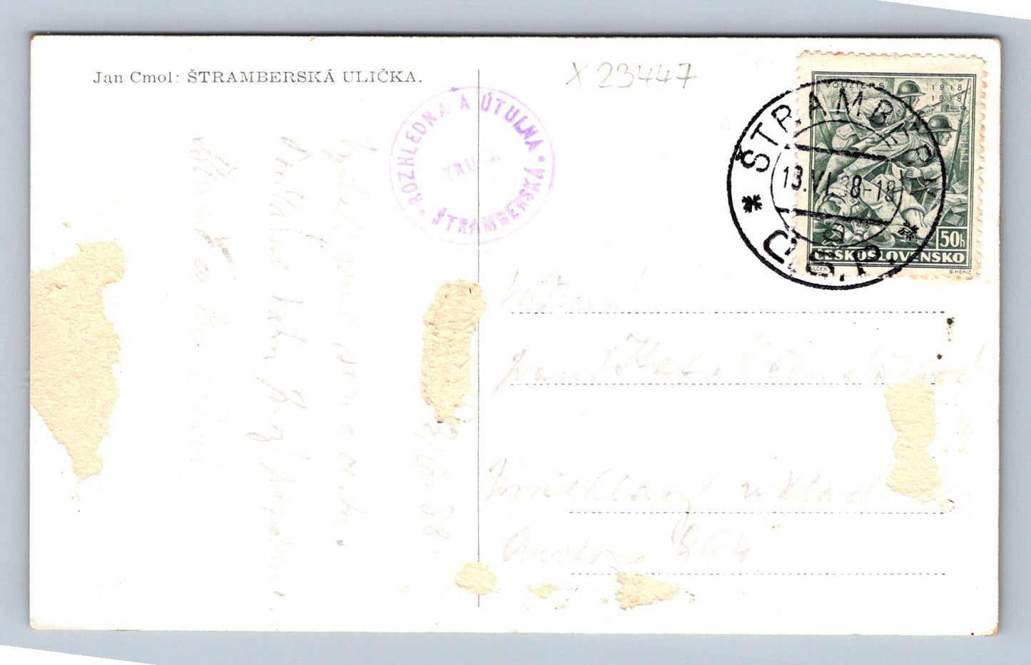 Postcard JAN CMOL: ŠTRAMBERSKÁ ALLEY (X23447)