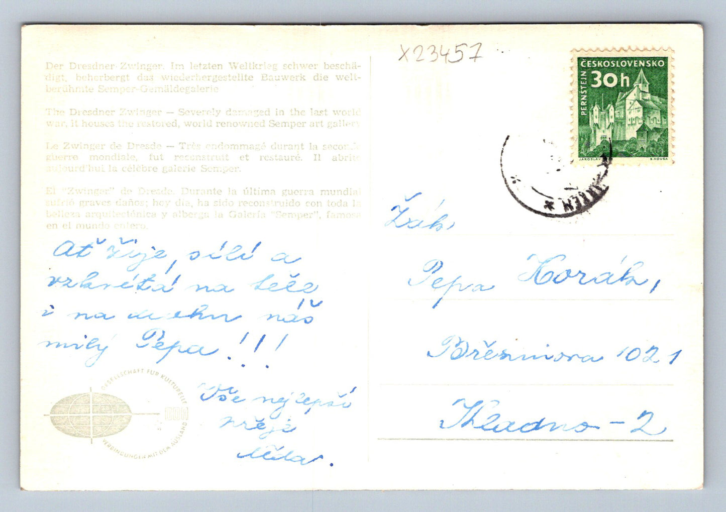 Postcard DER DRESDNER ZWINGER (X23457)