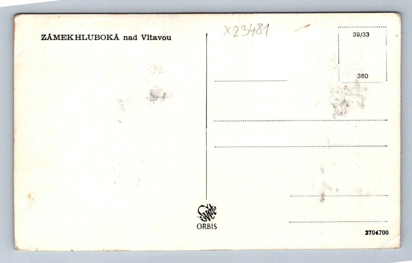 Postcard HLUBOKA NAD VLTAVOU CASTLE (X23481)