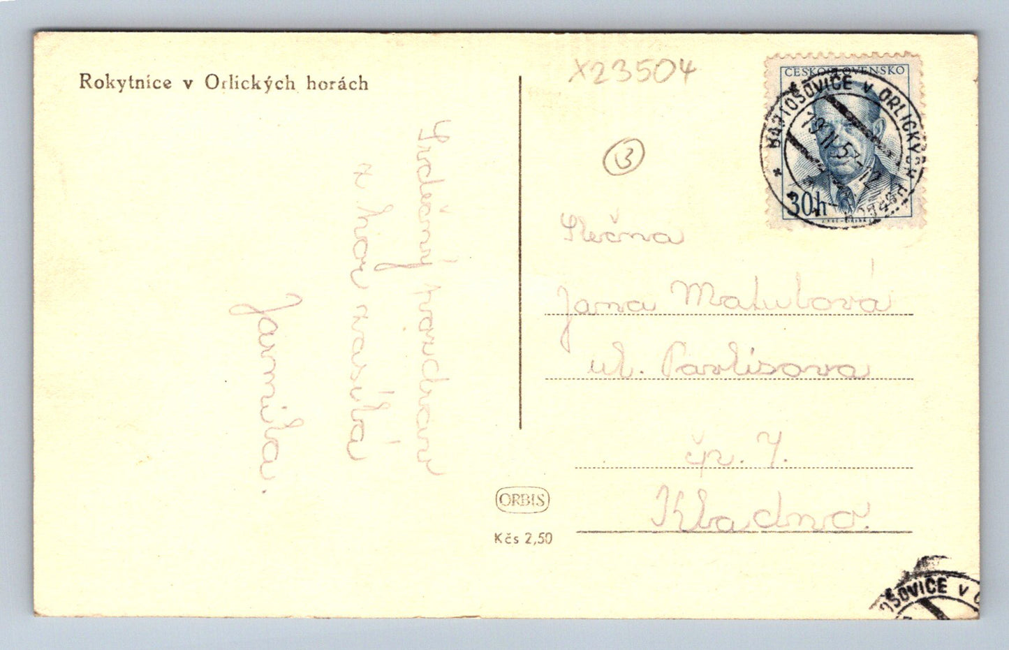 Postcard ROKYTNICE IN THE ORLICKÉ MOUNTAINS (X23504)