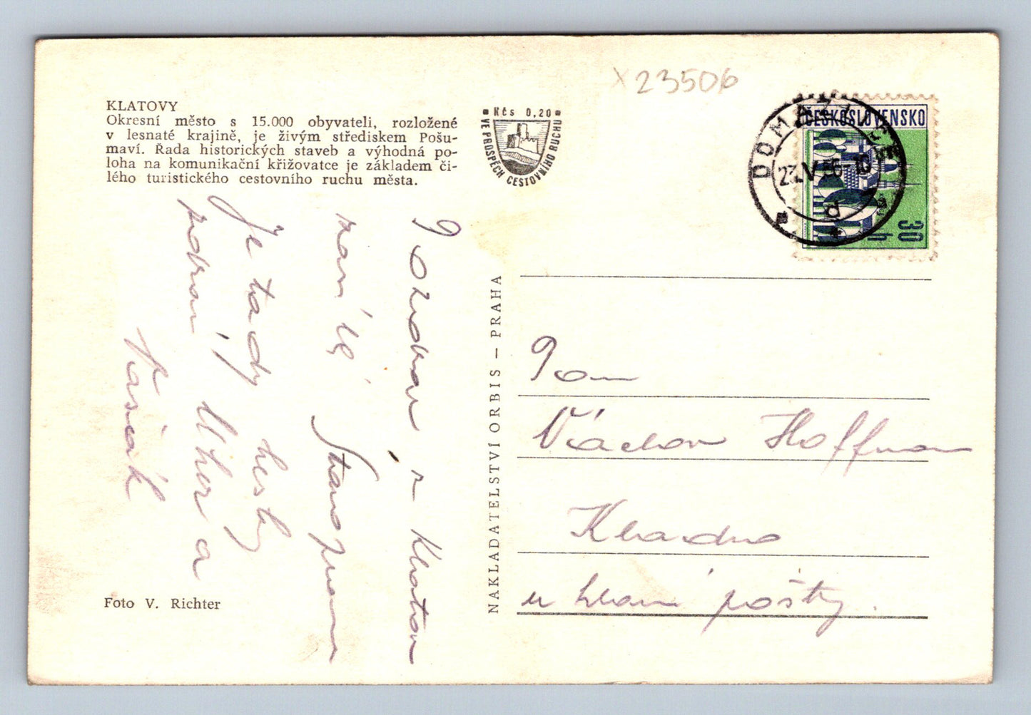 Postcard KLATOVY (X23506)