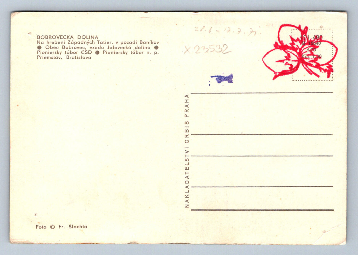 Postcard BOBROVECKA VALLEY (X23532)