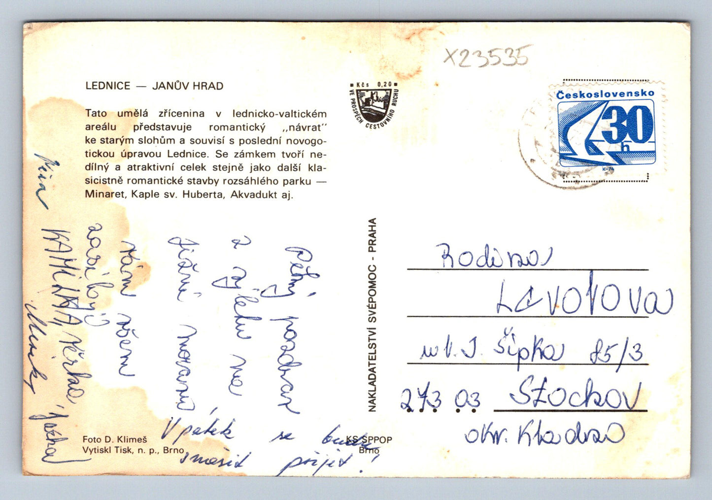 Postcard LEDNICE - JANŮV HRAD (X23535)