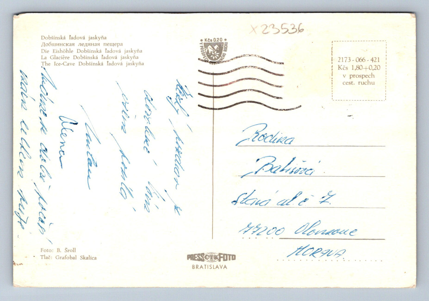 Postcard DOBŠINSKÁ ŁADOVÁ CAVE (X23536)
