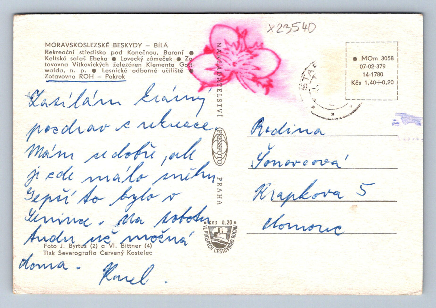 Postcard MORAVIAN-SILECIAN BESKYDY (X23540)