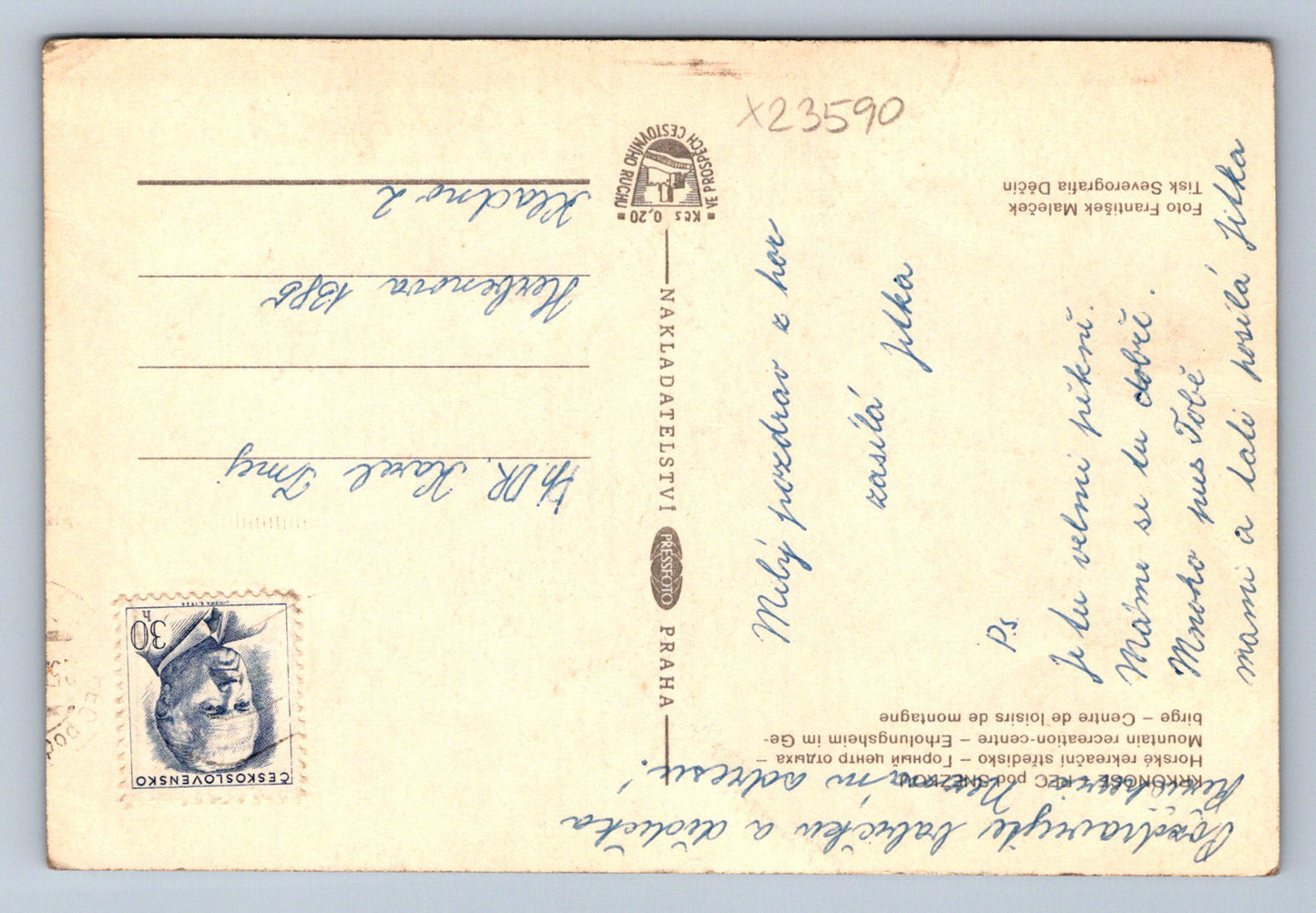 Postcard KRKONOSE MOUNTAINS PEC UNDER THE SNOW (X23590)