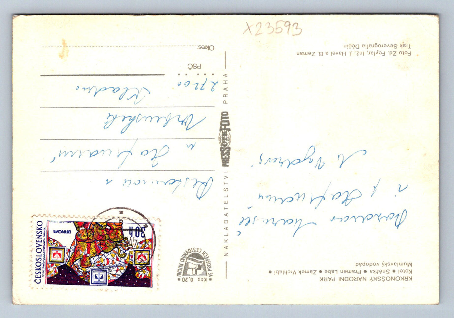 Pohlednice KRKONOŠSKÝ NÁRODNÍ PARK (X23593)