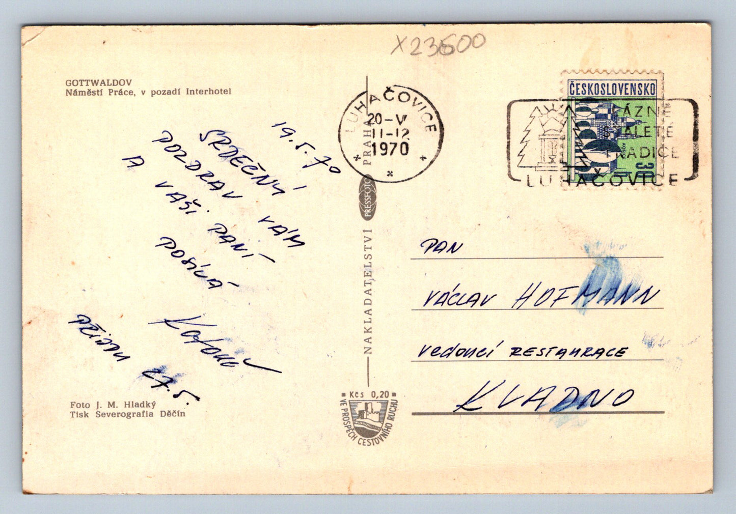 Pohlednice GOTTWALDOV (X23600)