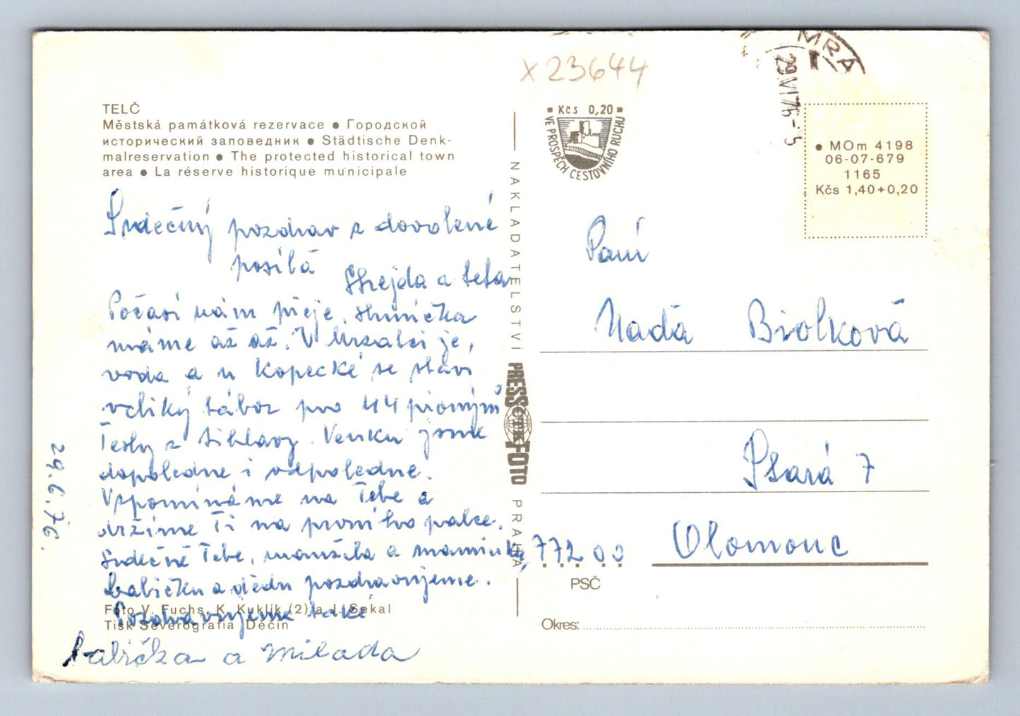 Postcard TELČ (X23644)