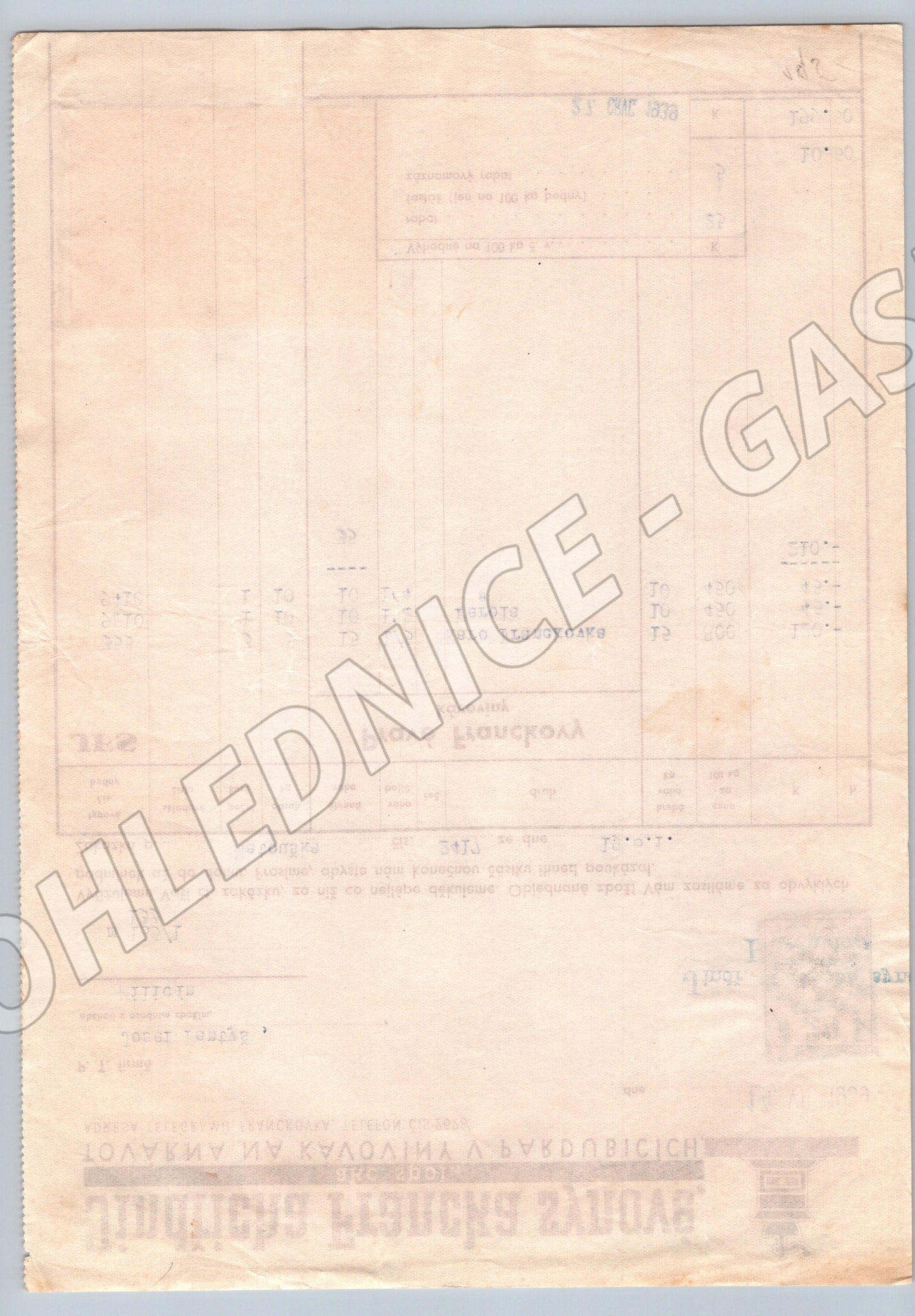 Stary doklad Jindřicha Francka synové Pardubice 1939 (F124)