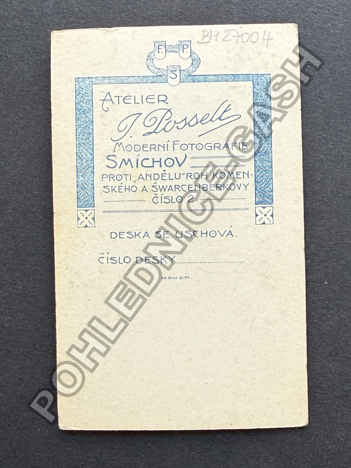 Stará fotografie Smíchov mladý muž s knírem (BM27004)