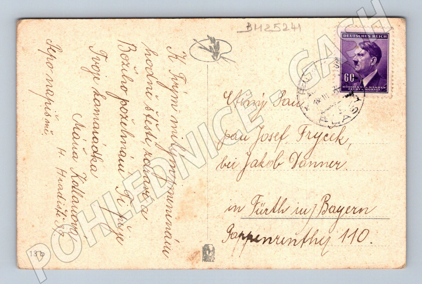 Pohlednice Německo kytice růží přání 1941 (BM25241)