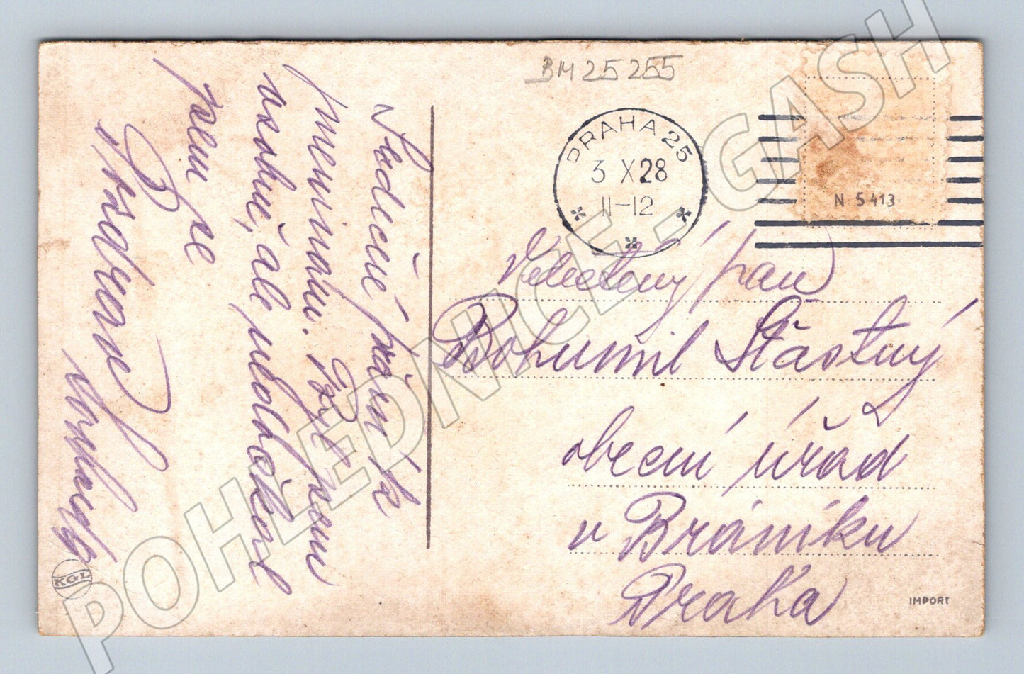 Pohlednice květiny Srdečné přání Praha 1928 (BM25255)