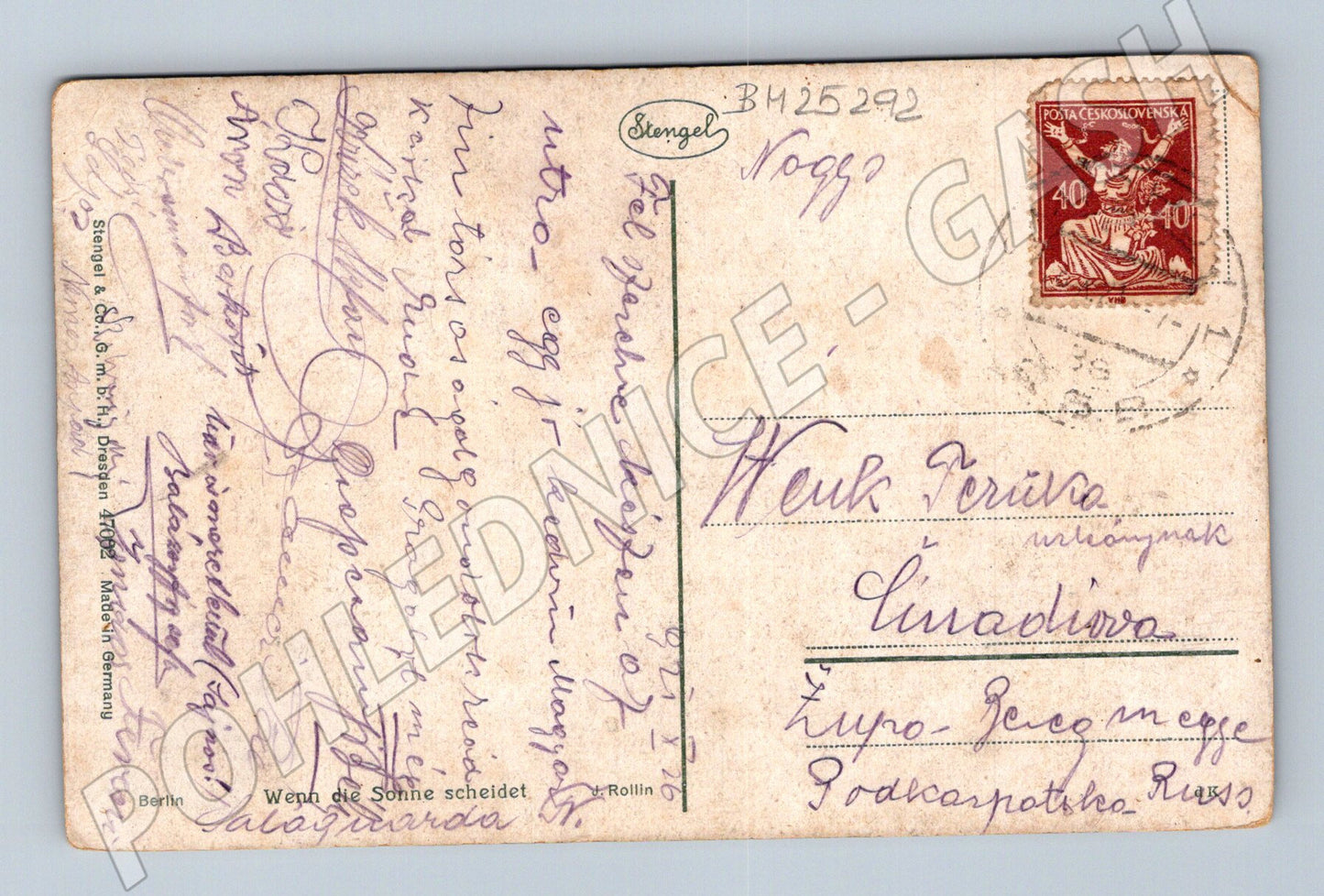Pohlednice zimní krajina s řekou a měsícem 192x (BM25292)