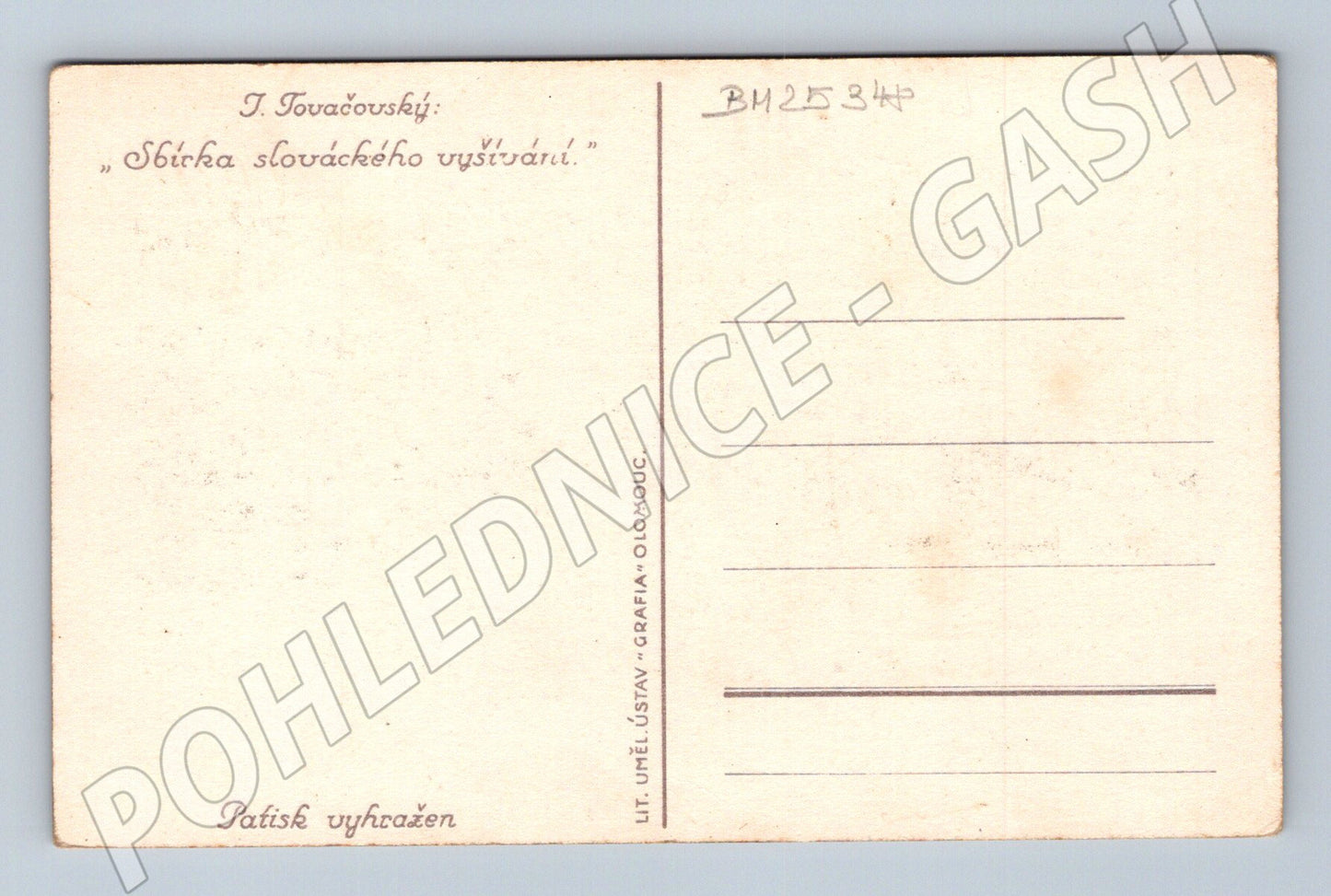 Pohlednice Slovensko folklorní výšivka (BM25348)