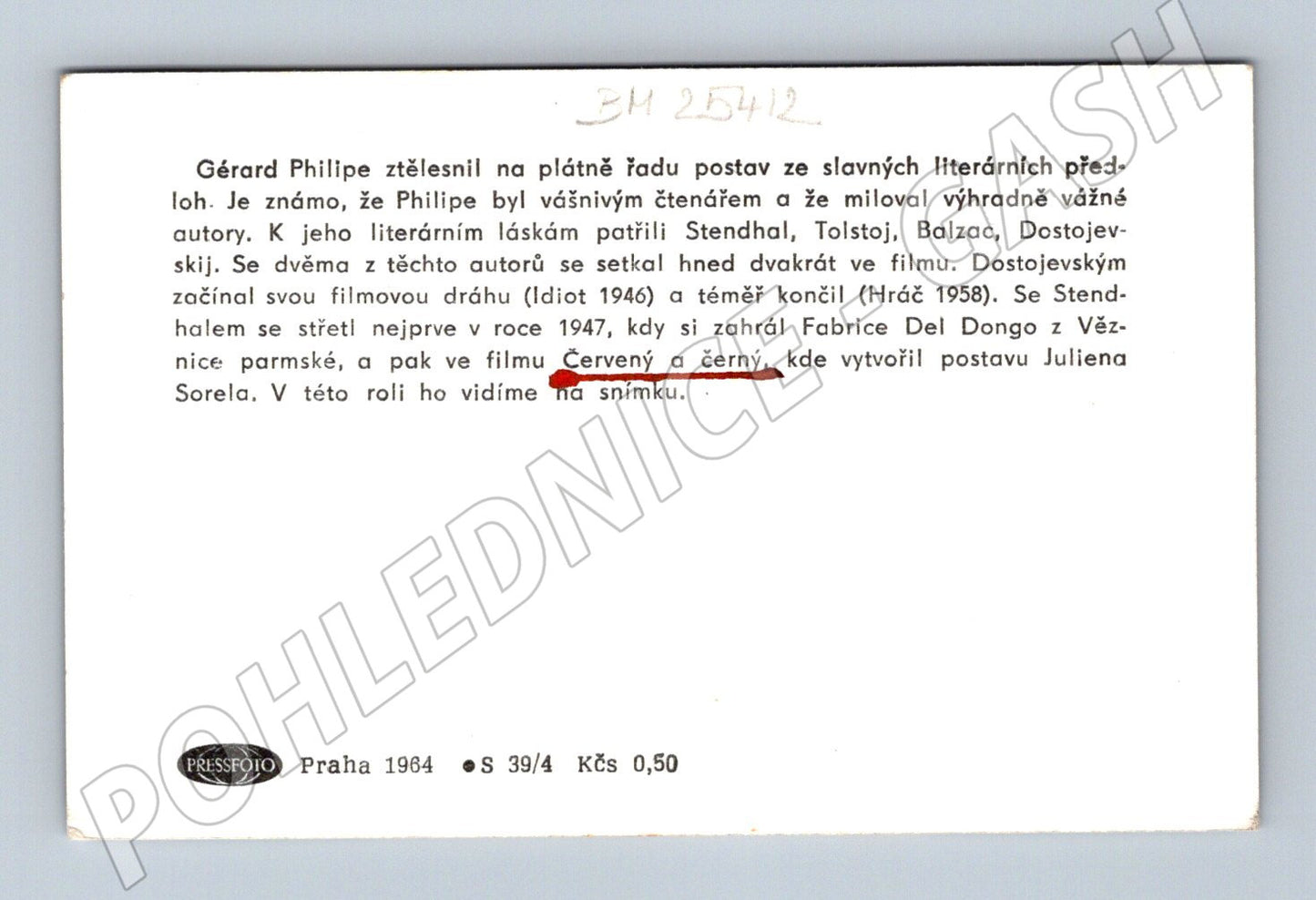 fotografie Praha Gérard Philipe ve filmu Červený a černý (BM25412)