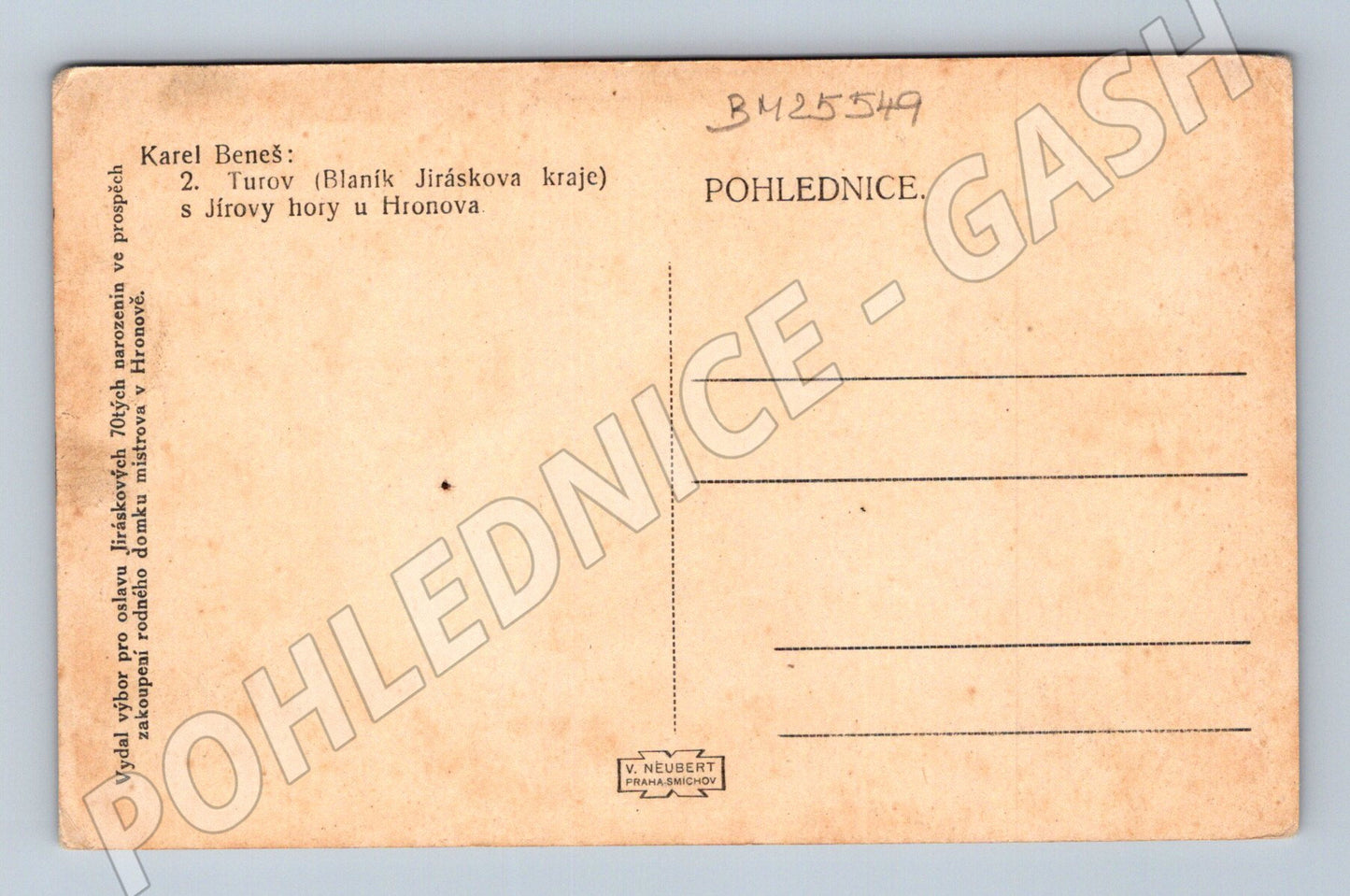 Pohlednice Hronov - Turov a Jírovy hory 1921 (BM25549)