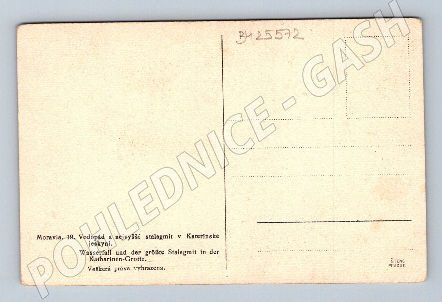 Pohlednice Kateřinská jeskyně vodopád a stalagmit (BM25572)