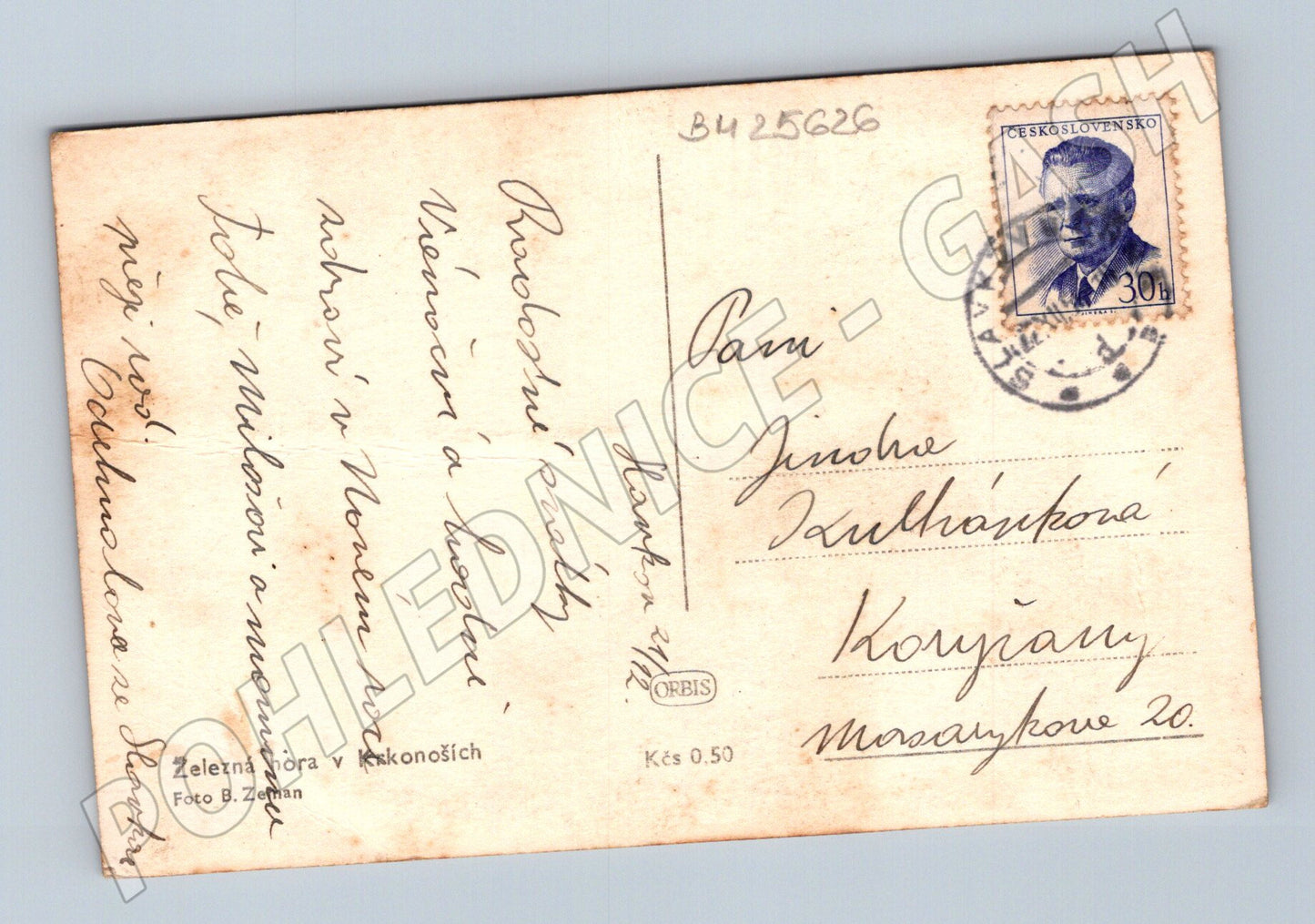 Pohlednice Krkonoše zimní krajina Vánoce Nový rok (BM25626)