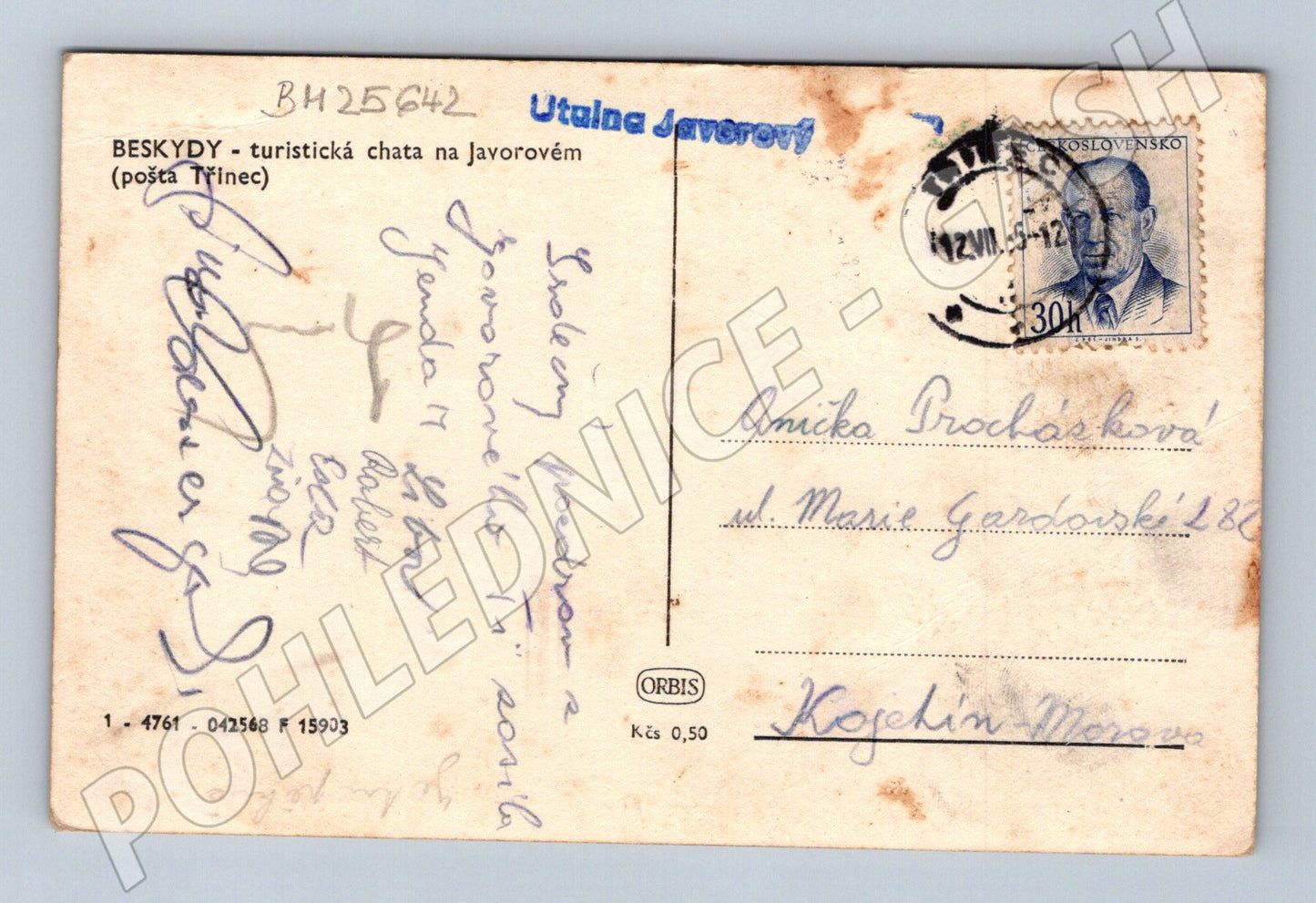 Pohlednice Beskydy Útulna Javorový 1951 (BM25642)