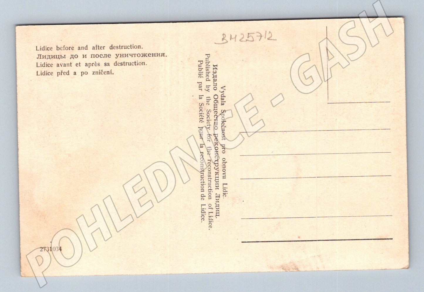 Pohlednice Lidice před zničením (BM25712)