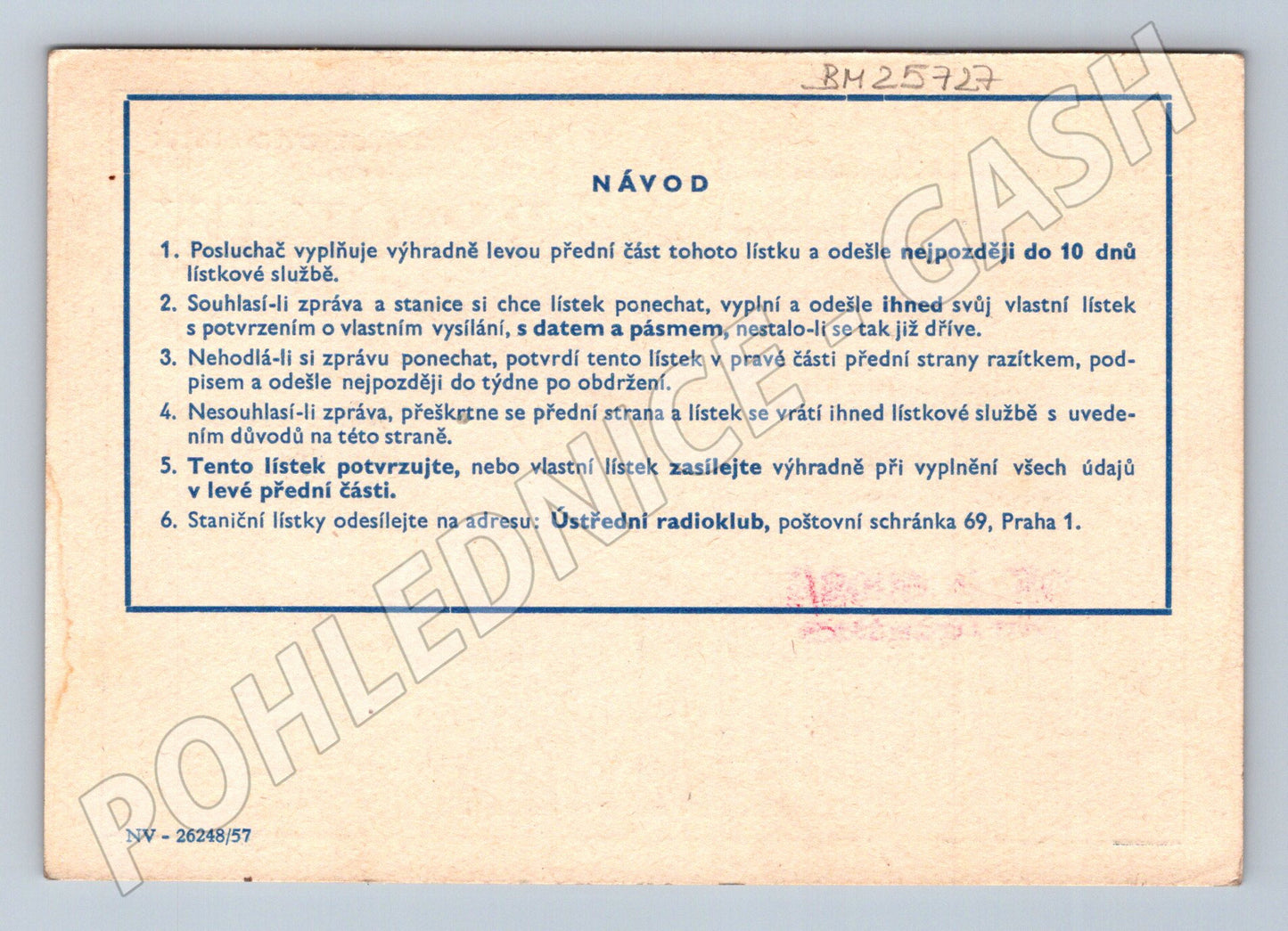 Pohlednice amatérské rádio QSL karta 1959 (BM25727)
