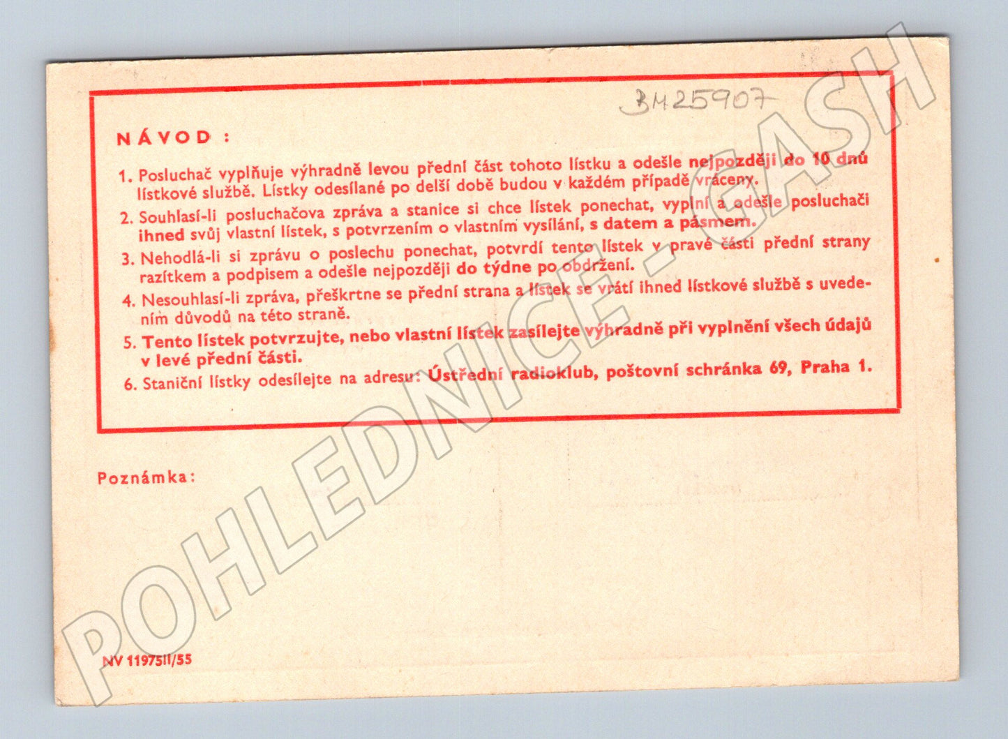 Pohlednice Žamberk radioamatérská QSL karta 1956 (BM25907)