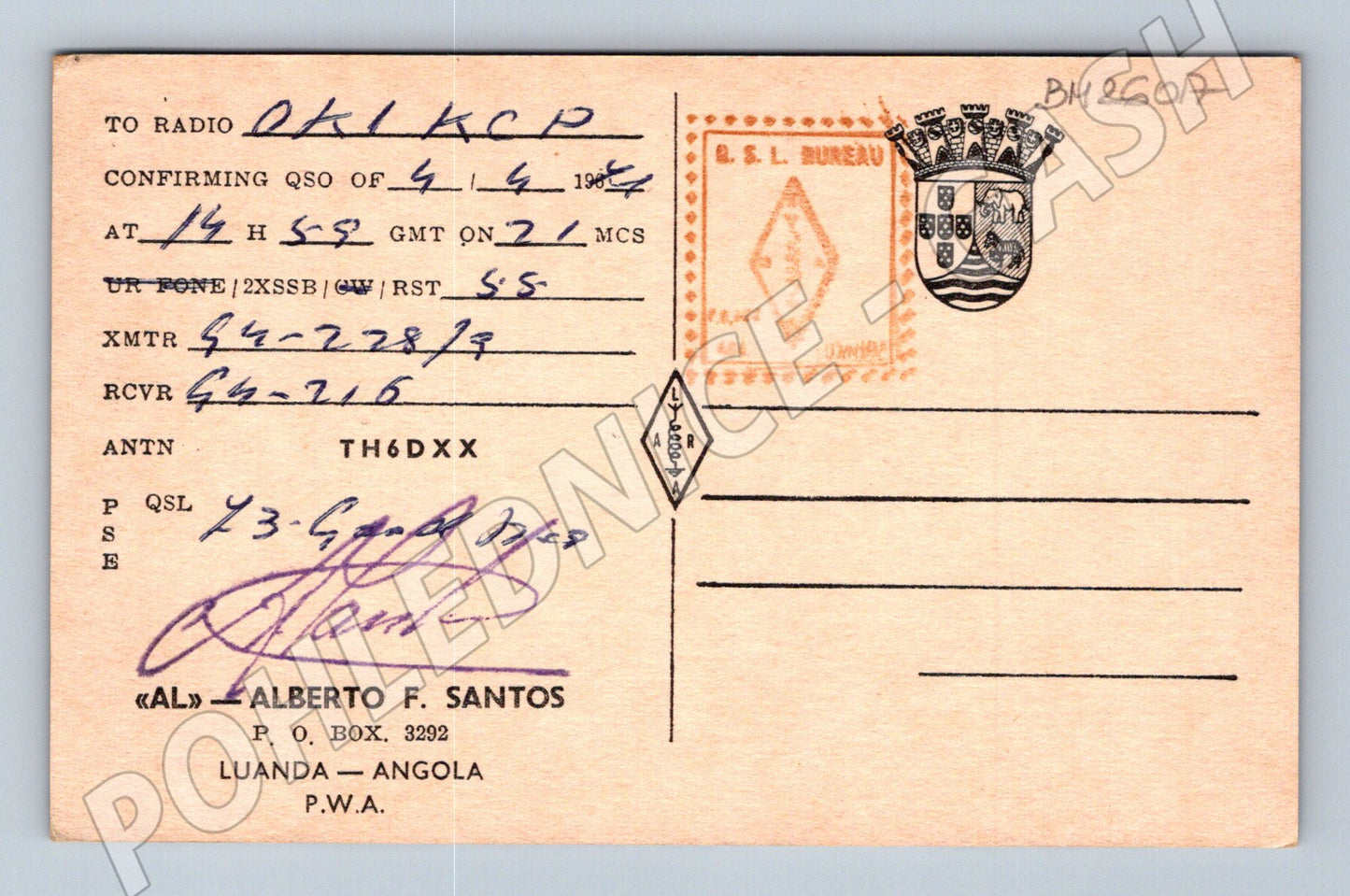 Pohlednice Angola Zebra QSL karta 198x (BM26017)