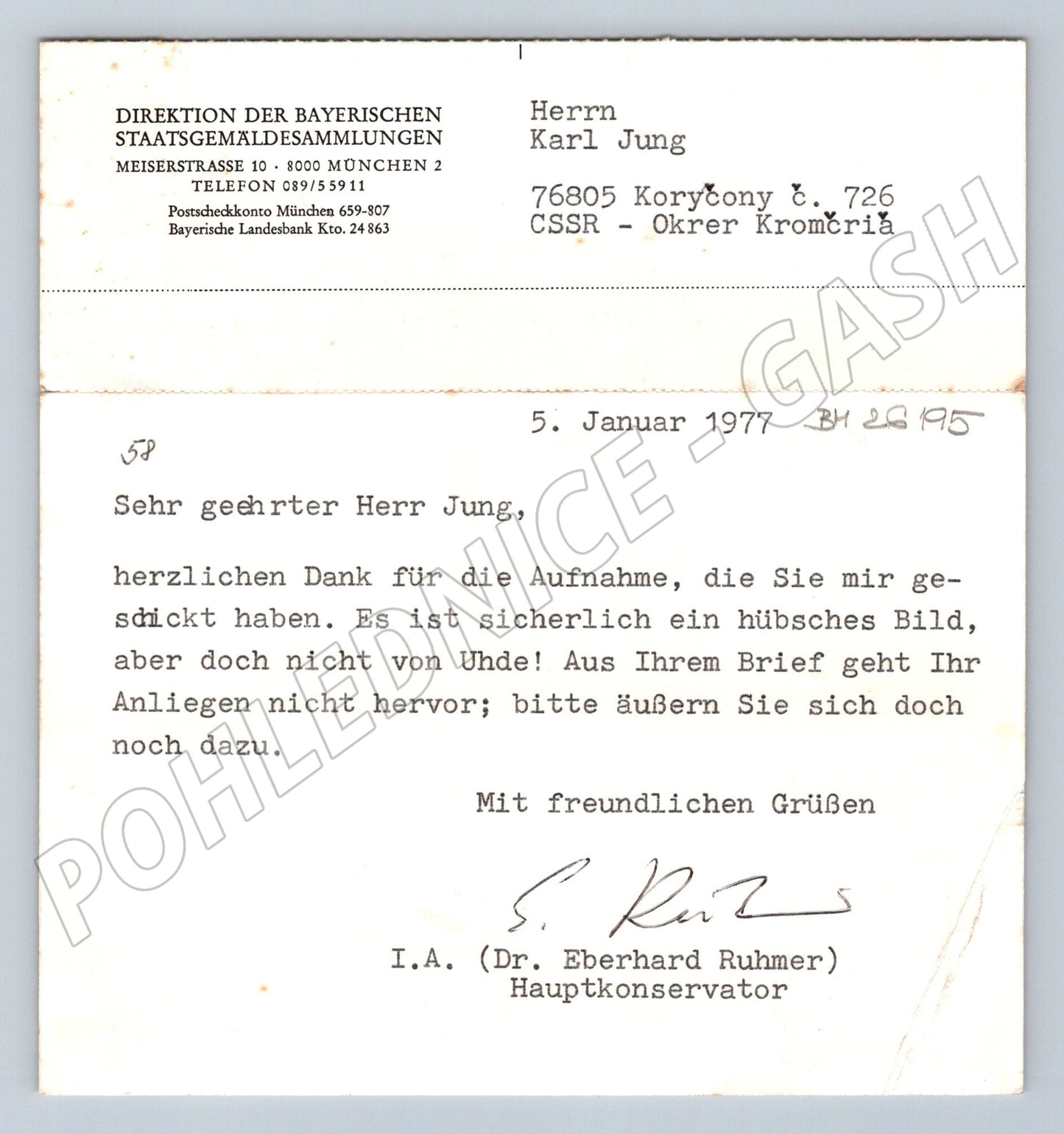 Pohlednice Německo dopis Koryčany 1977 (BM26195)