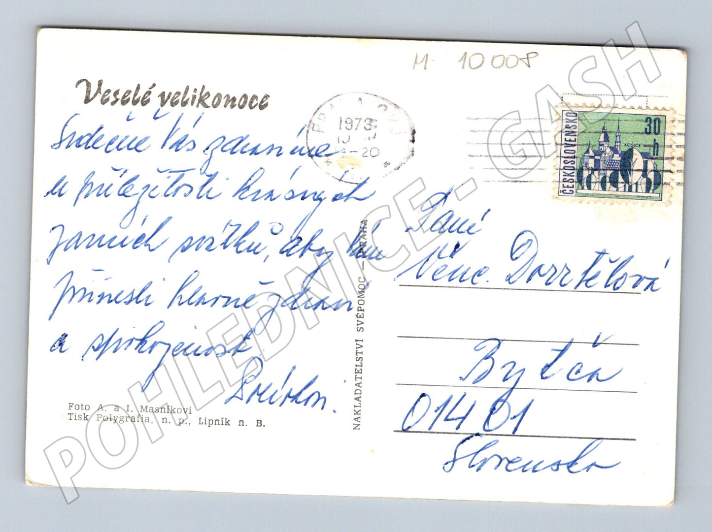 Easter postcard Czechoslovakia 1973 manuscript (M10008)