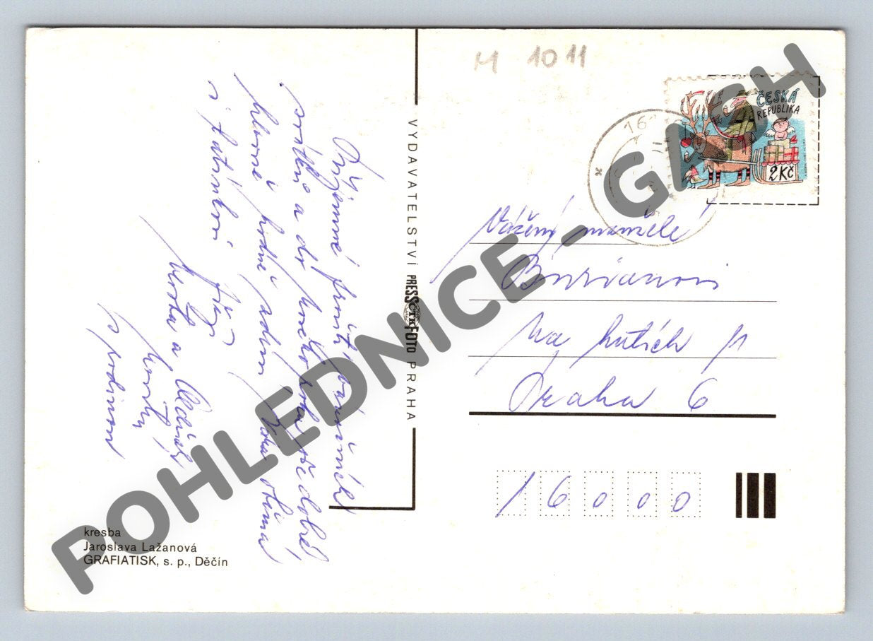 Pohlednice Vánoční kresba Lažanová (M1011)