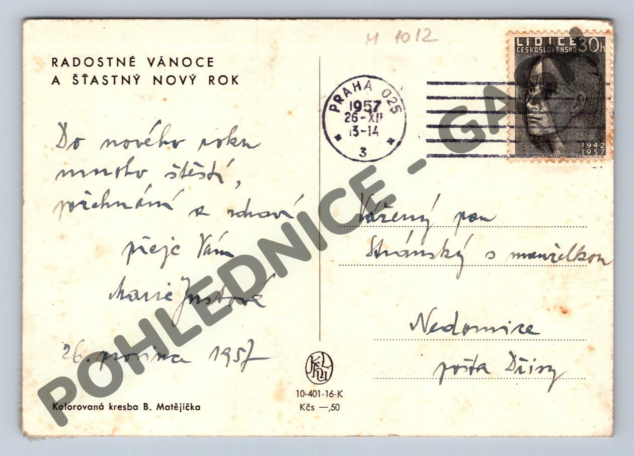 Pohlednice Vánoční zimní venkov (M1012)